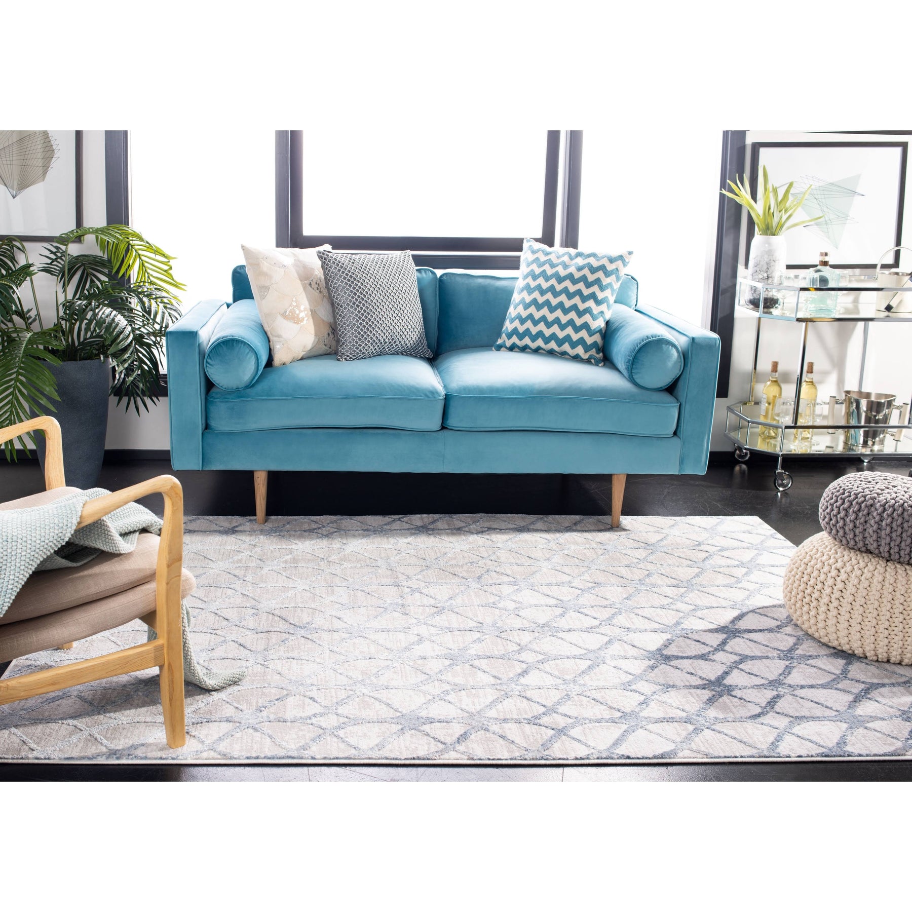 Safavieh Amelia Collection ALA792F Grey / Blue Rug - 9' x 12'