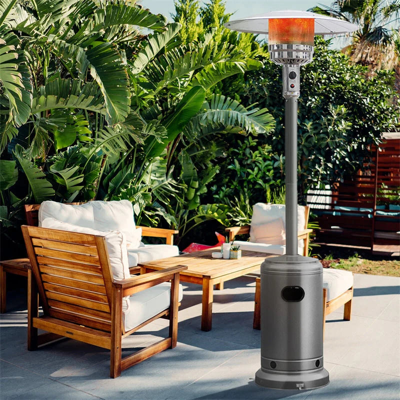 50,000 BTU Propane Patio Heater, Standing Stainless Steel Outdoor Heater with Wheels, Triple Protection, CSA Certified for Deck & Commercial
