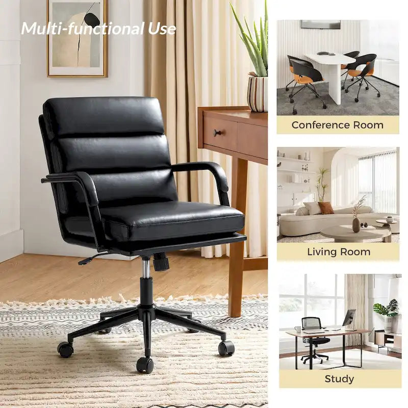Joseph Contemporary Faux Leather Task Chair with Tilt Lock and Center Tilt by HULALA HOME